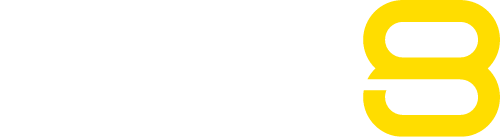 BABA8 White and Yellow Logo